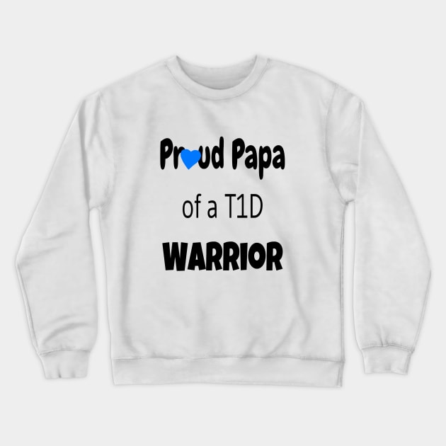 Proud Papa - Black Text - Blue Heart Crewneck Sweatshirt by CatGirl101